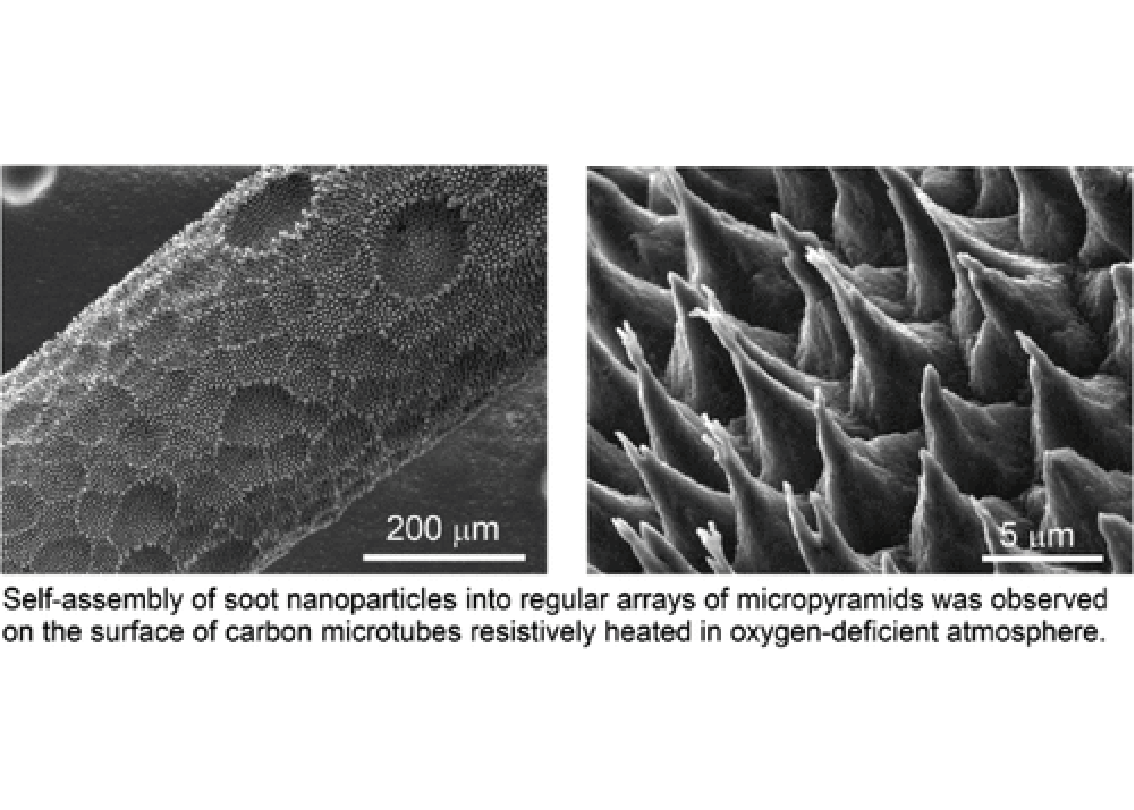 Self-Assembled micropyramids made of soot nanoparticles